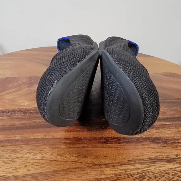 Rothys The Flat Kit Ballet Flats Black and Blue Washable Size 6