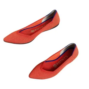 Rothy's The Point Ballet Flat Shoes Orange Knit Washable Comfort Women’s Size 6