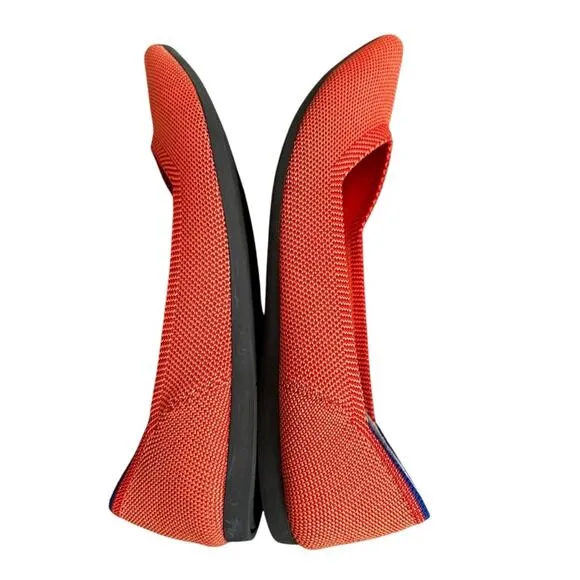 Rothy's The Point Ballet Flat Shoes Orange Knit Washable Comfort Women’s Size 6