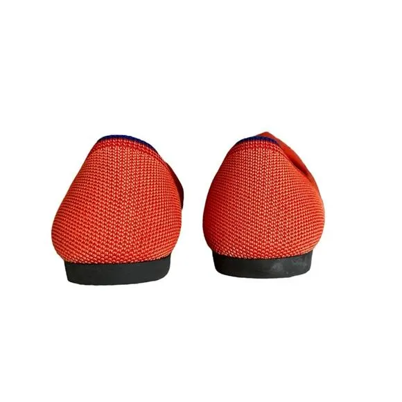 Rothy's The Point Ballet Flat Shoes Orange Knit Washable Comfort Women’s Size 6
