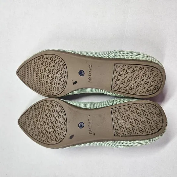 Rothy's The Point Ballet Flats Womens Size 10 Mint Green Pointed Toe Knit Office