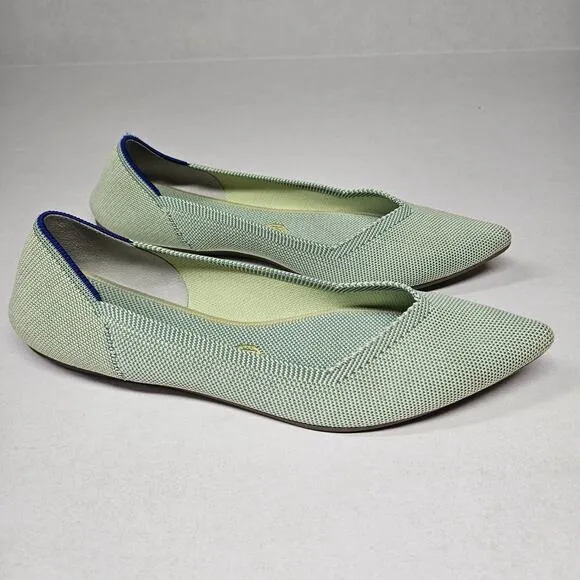 Rothy's The Point Ballet Flats Womens Size 10 Mint Green Pointed Toe Knit Office