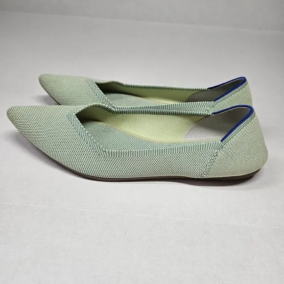 Rothy's The Point Ballet Flats Womens Size 10 Mint Green Pointed Toe Knit Office