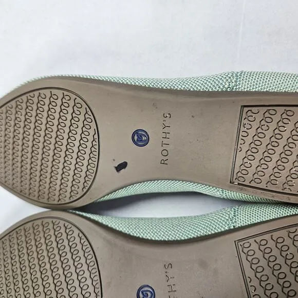 Rothy's The Point Ballet Flats Womens Size 10 Mint Green Pointed Toe Knit Office