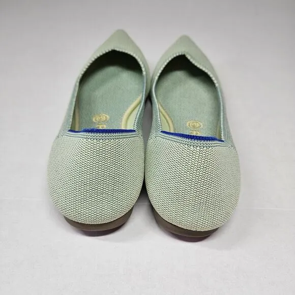 Rothy's The Point Ballet Flats Womens Size 10 Mint Green Pointed Toe Knit Office