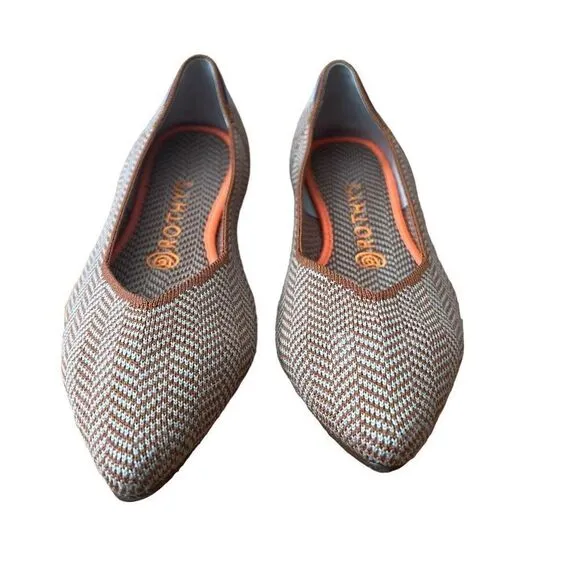 Rothy’s The Point Ballet Flats Camel Heringbone Rare Size 8