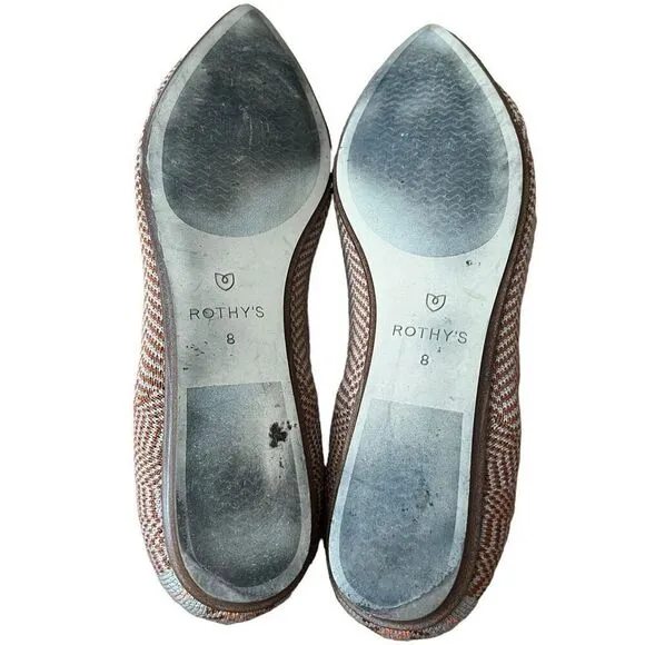 Rothy’s The Point Ballet Flats Camel Heringbone Rare Size 8