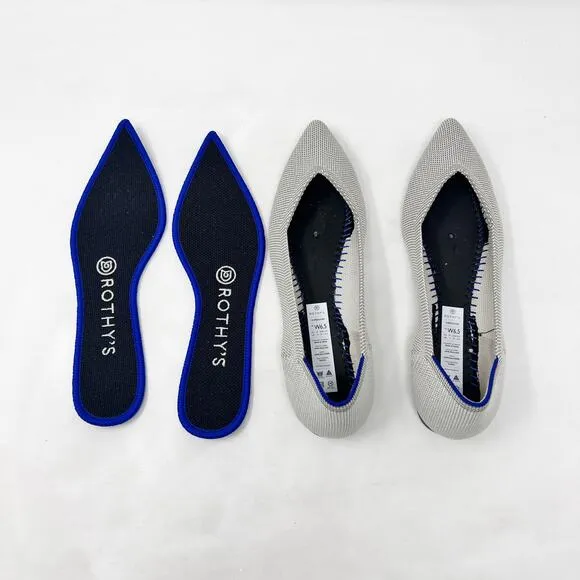 [Rothy’s] The Point Birdseye Gray Slip On Washable Ballet Flats Pointed Toe 6.5