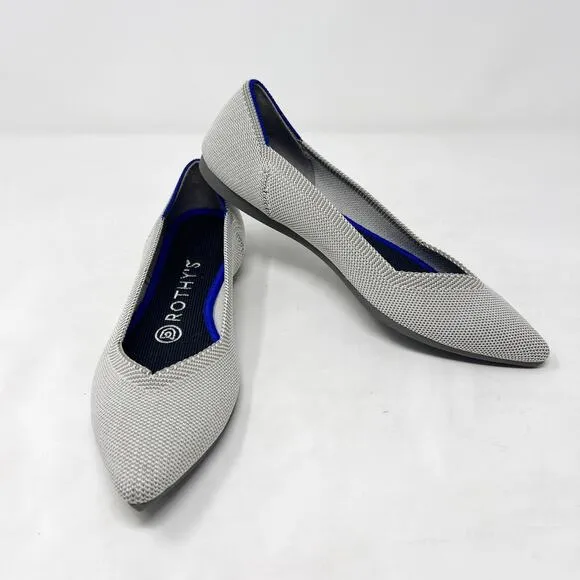 [Rothy’s] The Point Birdseye Gray Slip On Washable Ballet Flats Pointed Toe 6.5
