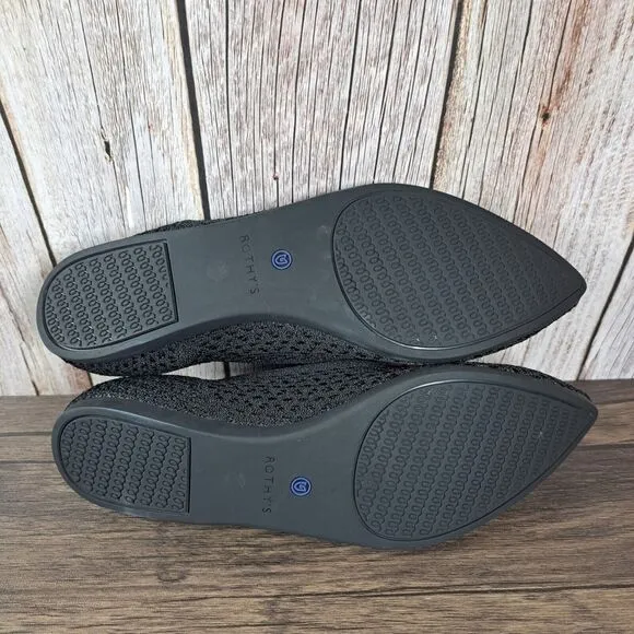 Rothy's The Point Black Honeycomb Ballet Flats Women's Sz 10 (Retired)