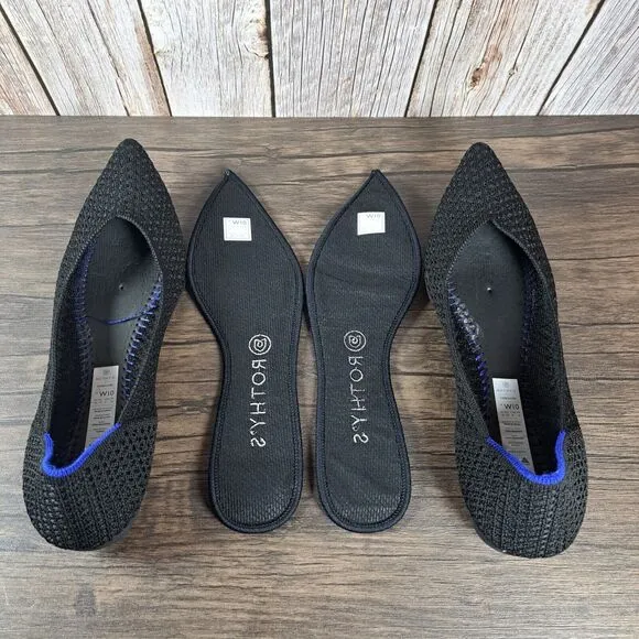 Rothy's The Point Black Honeycomb Ballet Flats Women's Sz 10 (Retired)