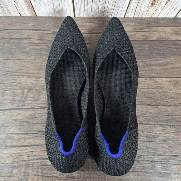 Rothy's The Point Black Honeycomb Ballet Flats Women's Sz 10 (Retired)