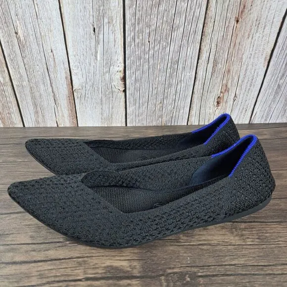 Rothy's The Point Black Honeycomb Ballet Flats Women's Sz 10 (Retired)