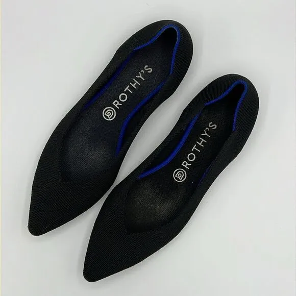 Rothy's The Point Black Pointed Toe Flats Shoe Recycled Earth Friendly B21