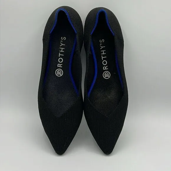 Rothy's The Point Black Pointed Toe Flats Shoe Recycled Earth Friendly B21