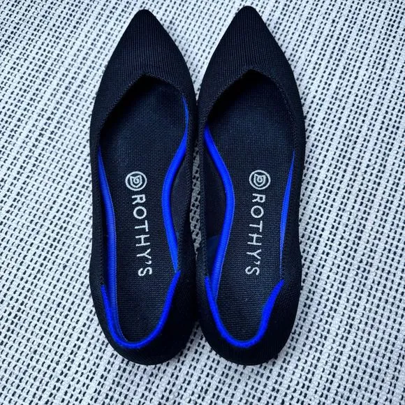 Rothy's The Point Black Shoes Ballet Flats Pointed Toe Soft Recycle Size W8