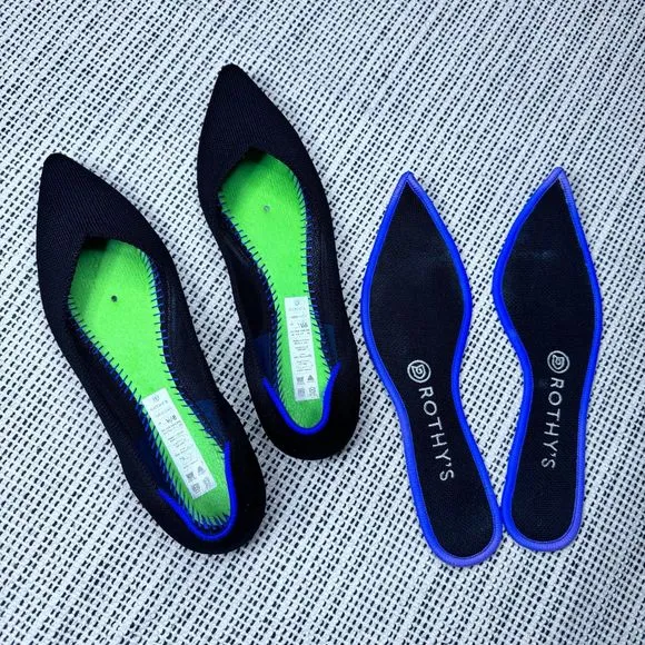 Rothy's The Point Black Shoes Ballet Flats Pointed Toe Soft Recycle Size W8