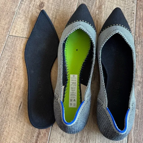 Rothy’s the point cap toe pointed toe ballet flats size 9.5