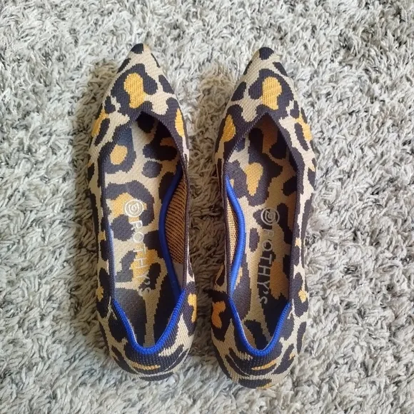 Rothy’s The Point Desert Cat ballet Flats animal print sz 7,5