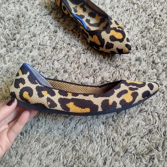 Rothy’s The Point Desert Cat ballet Flats animal print sz 7,5