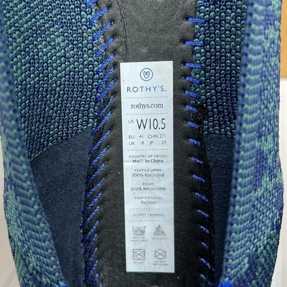 Rothys The Point Emerald Blue Snake Flats