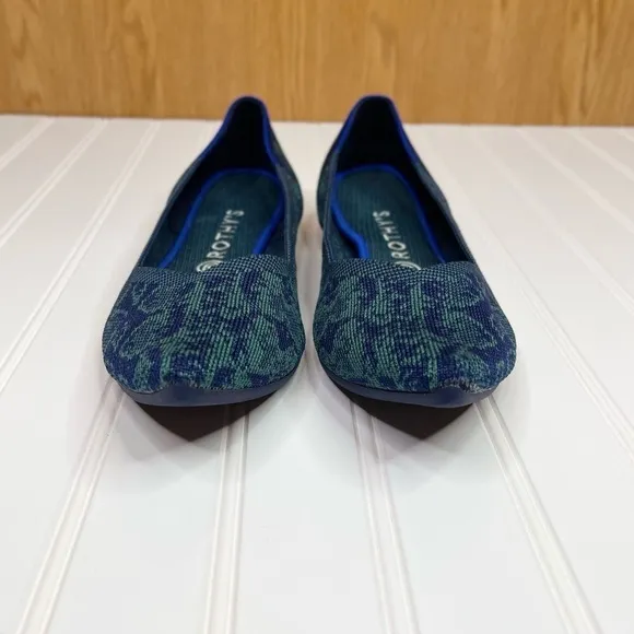 Rothys The Point Emerald Blue Snake Flats