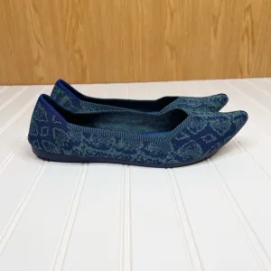 Rothys The Point Emerald Blue Snake Flats
