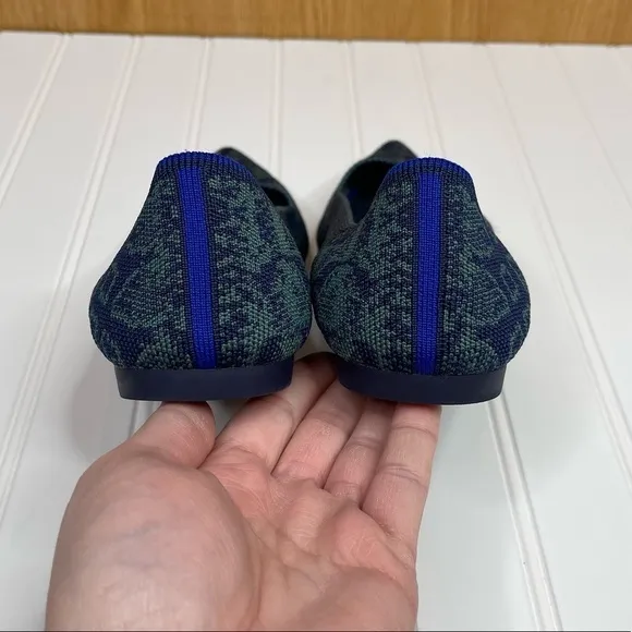 Rothys The Point Emerald Blue Snake Flats