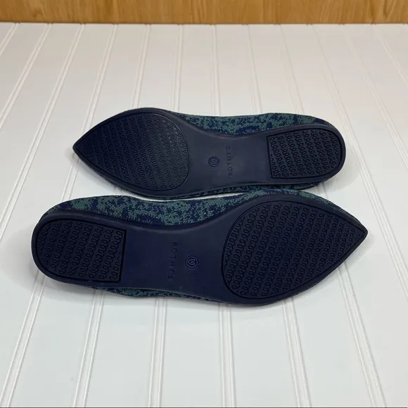 Rothys The Point Emerald Blue Snake Flats