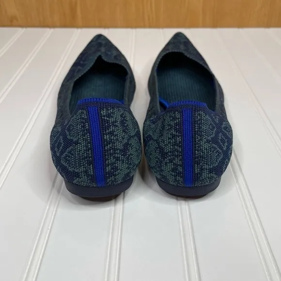 Rothys The Point Emerald Blue Snake Flats
