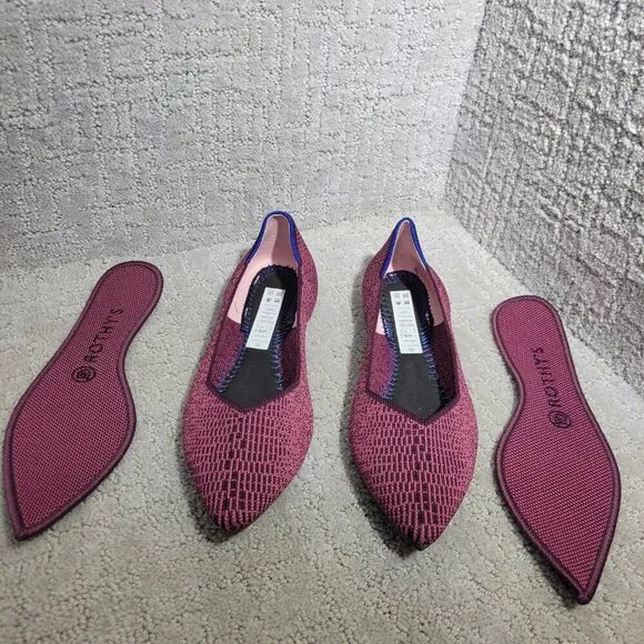 Rothy's The Point Fig Python Pointed Toe Slip On Ballet Flats Multiple Sizes