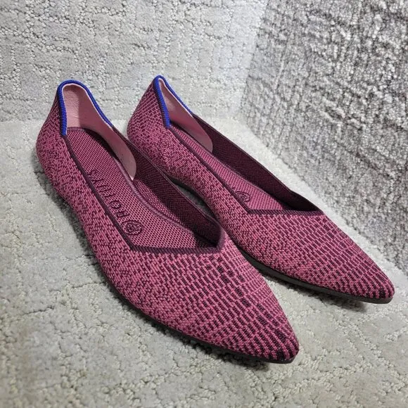 Rothy's The Point Fig Python Pointed Toe Slip On Ballet Flats Multiple Sizes