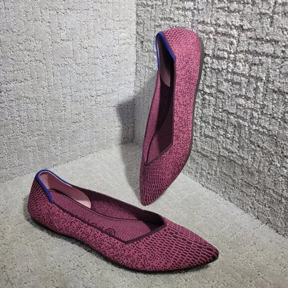 Rothy's The Point Fig Python Pointed Toe Slip On Ballet Flats Multiple Sizes
