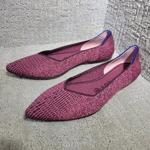 Rothy's The Point Fig Python Pointed Toe Slip On Ballet Flats Multiple Sizes