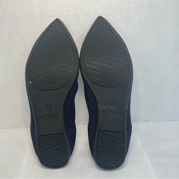 Rothy’s The Point Flat Pointed Toe Ballet Flats Sandals Navy Blue Women 7