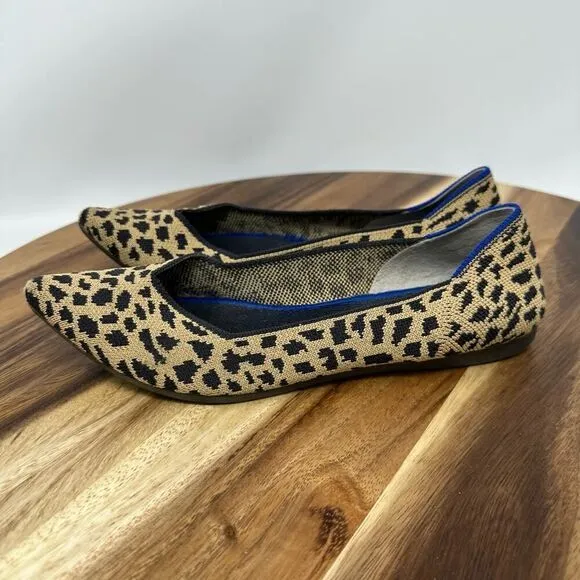 ROTHYS The Point Flats Leopard Cheetah Cat Slip On Pointed Toe Shoe Women’s 7