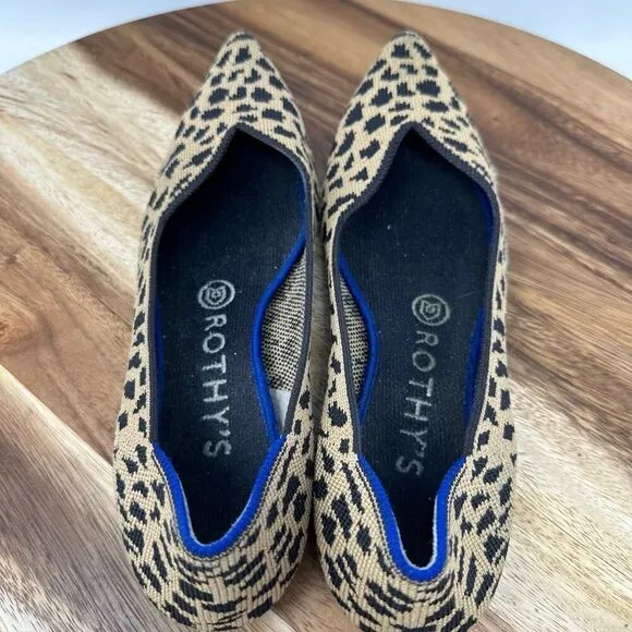 ROTHYS The Point Flats Leopard Cheetah Cat Slip On Pointed Toe Shoe Women’s 7