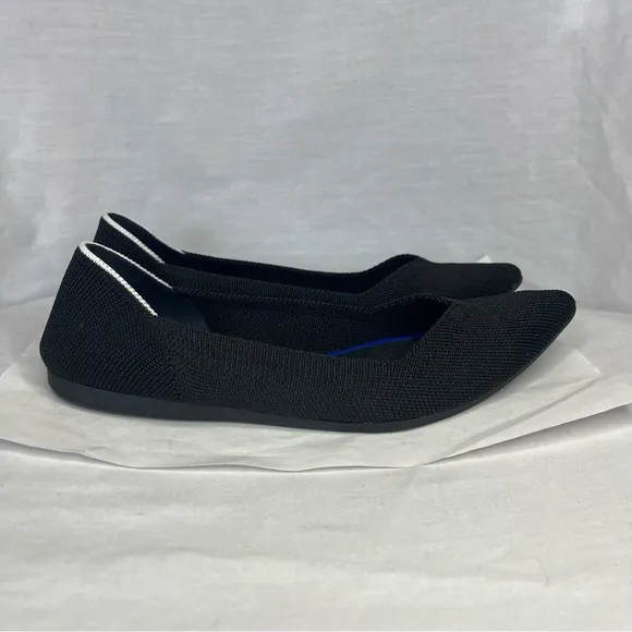 Rothy’s The Point Flats Pointed Toes Ballet Flats Black Solid Women Size 7