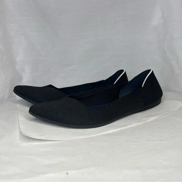 Rothy’s The Point Flats Pointed Toes Ballet Flats Black Solid Women Size 7