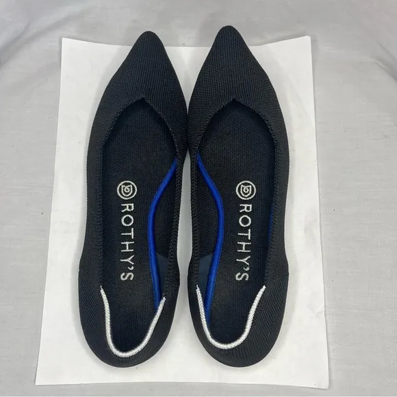 Rothy’s The Point Flats Pointed Toes Ballet Flats Black Solid Women Size 7