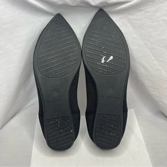 Rothy’s The Point Flats Pointed Toes Ballet Flats Black Solid Women Size 7