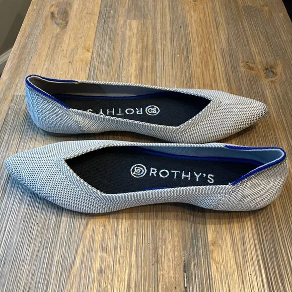 Rothy's The Point Flax RARE color pointed washable slip on flats size 6