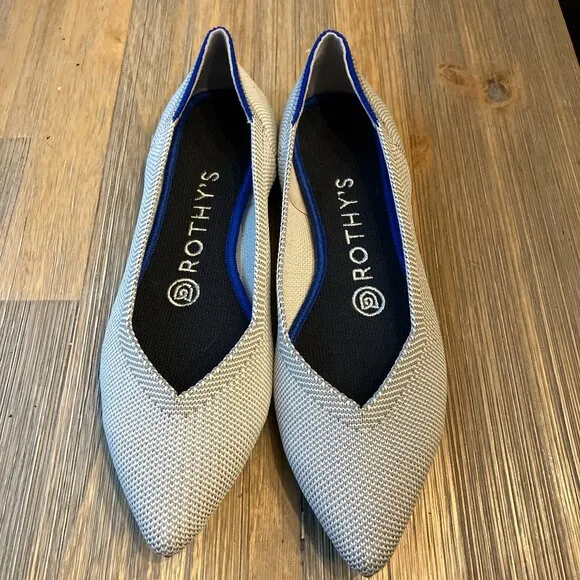 Rothy's The Point Flax RARE color pointed washable slip on flats size 6