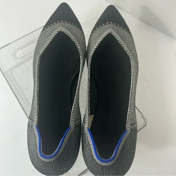 Rothy’s The Point Gray Mist Herringbone Cap Toe Ballet Flats 9w