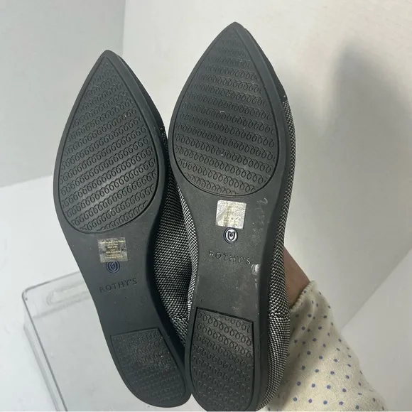 Rothy’s The Point Gray Mist Herringbone Cap Toe Ballet Flats 9w
