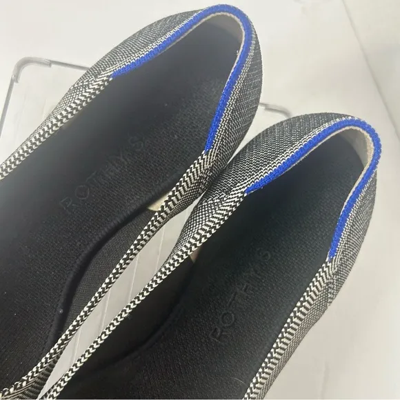 Rothy’s The Point Gray Mist Herringbone Cap Toe Ballet Flats 9w