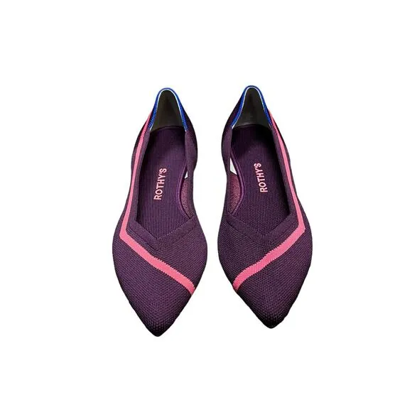 Rothy's The Point in Maroon Neon Stripe Size 9.5