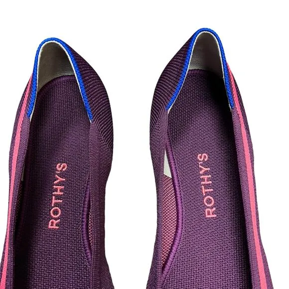 Rothy's The Point in Maroon Neon Stripe Size 9.5