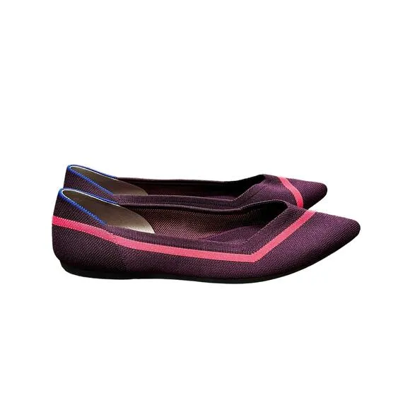 Rothy's The Point in Maroon Neon Stripe Size 9.5