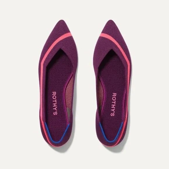 Rothy's The Point in Maroon Neon Stripe Size 9.5